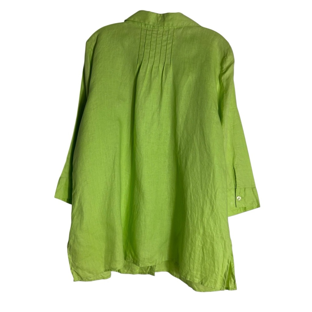 CARROLL REED Woman 100% Linen Lime Button-Down Shirt Size 1X - Picture 4 of 13